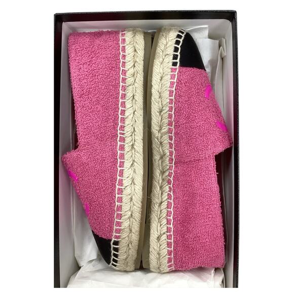 NIB Chanel Espadrilles Women SZ8 Made In Spain Fabric & Grosgrain Fuchsia &Black - Picture 8 of 9